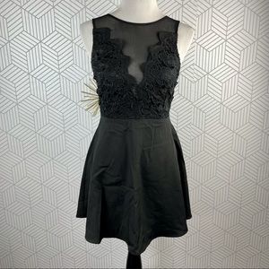 L’atiste Black Lace Fit And Flare Mesh Dress Small